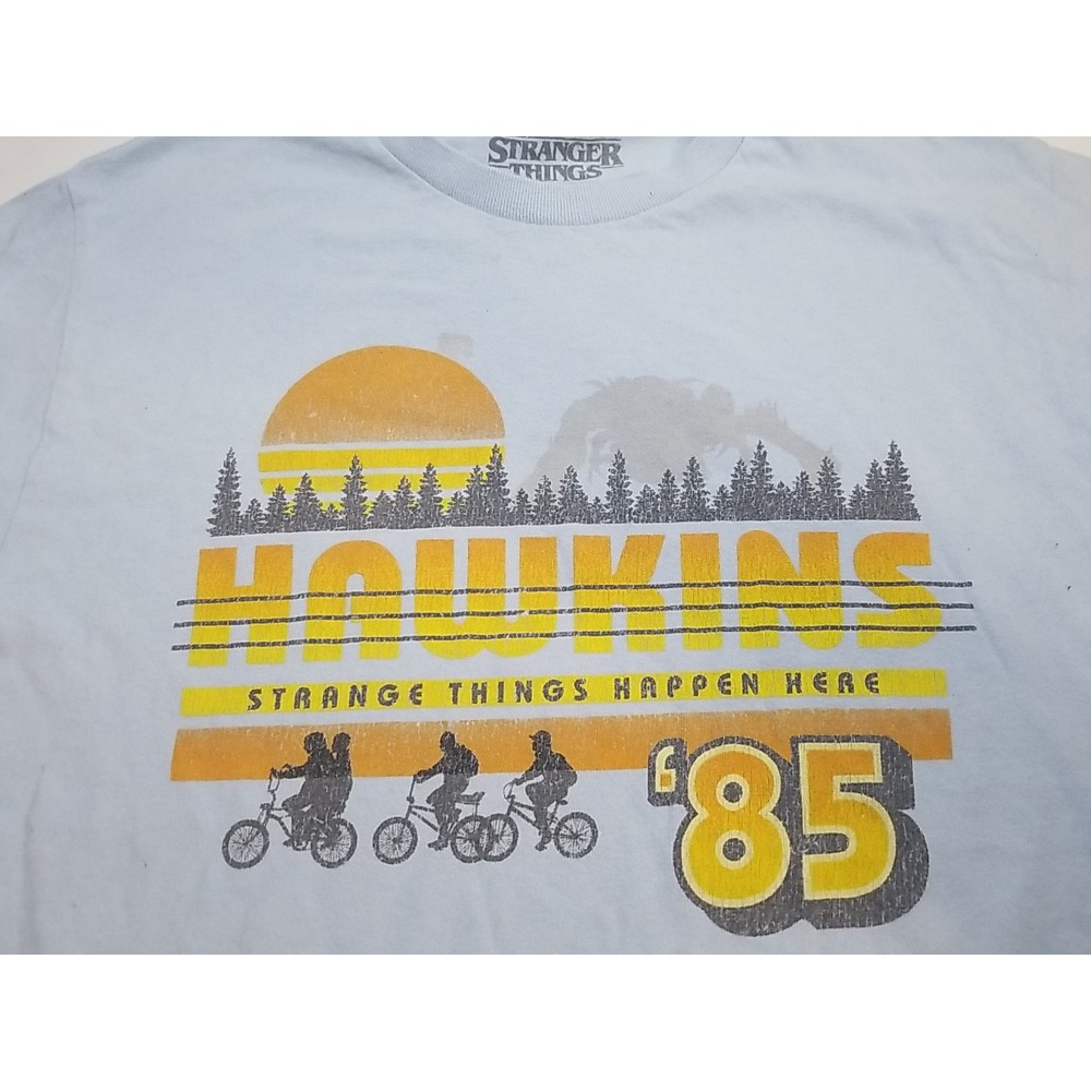Netflix Stranger Things Hawkins 85 Graphic T-Shirt Blue Mens Small Short Sleeve